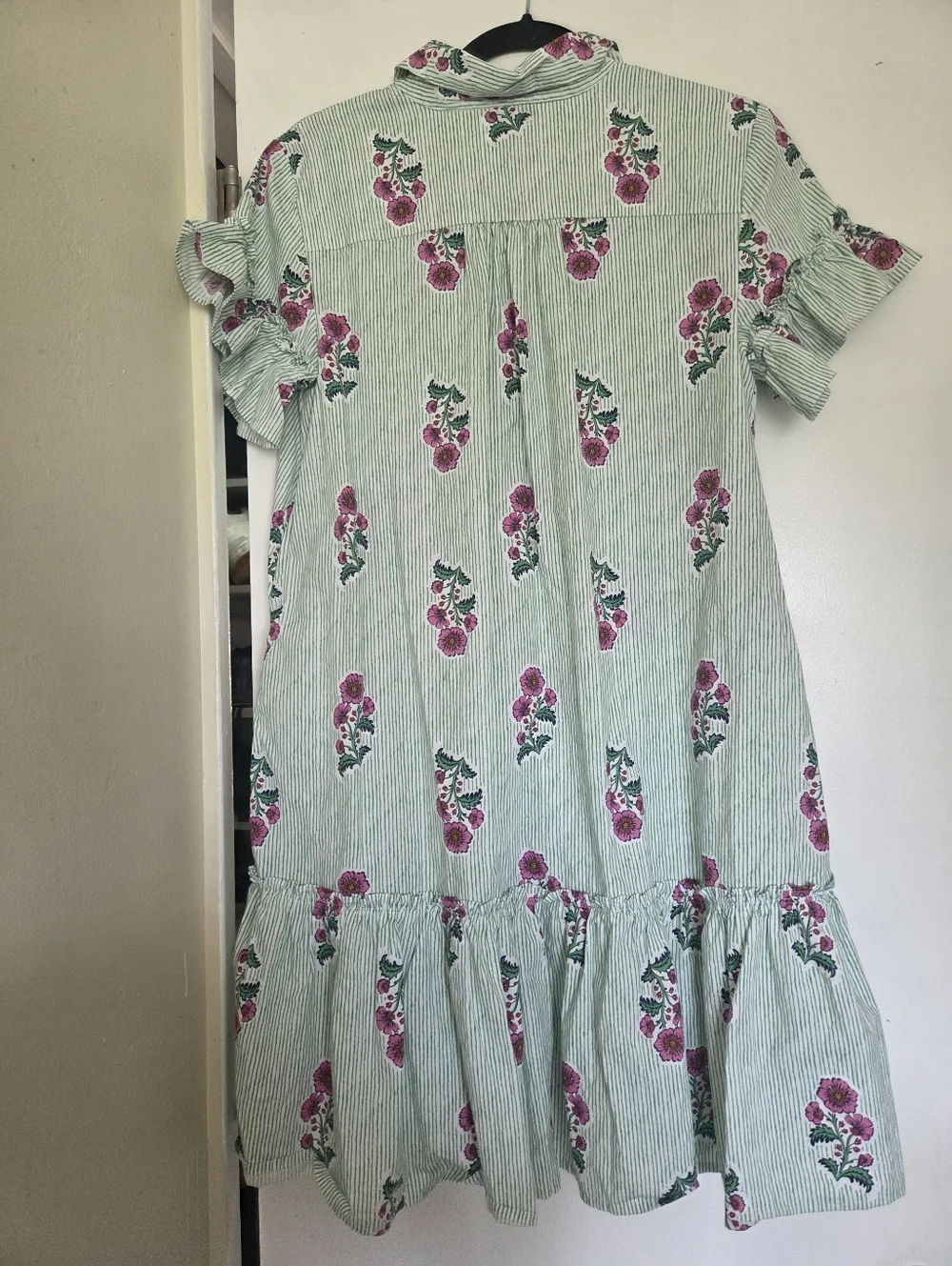 J. Crew Printed ruffle-sleeve mini shirt-dress